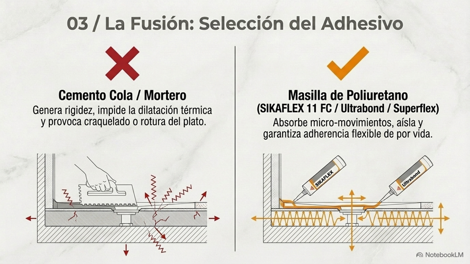 Uso de masillas Sikaflex vs Cemento Cola