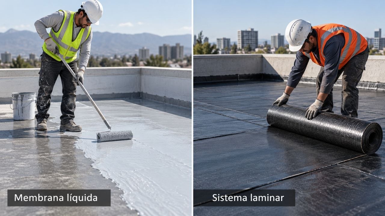 Membrana líquida frente a sistema laminar para impermeabilización de cubiertas